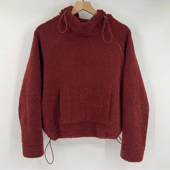 VINCE Cozy Drawstring Hooded Pull Over Sweatshirt Jacket Burgundy Small - Picture 1 of 6